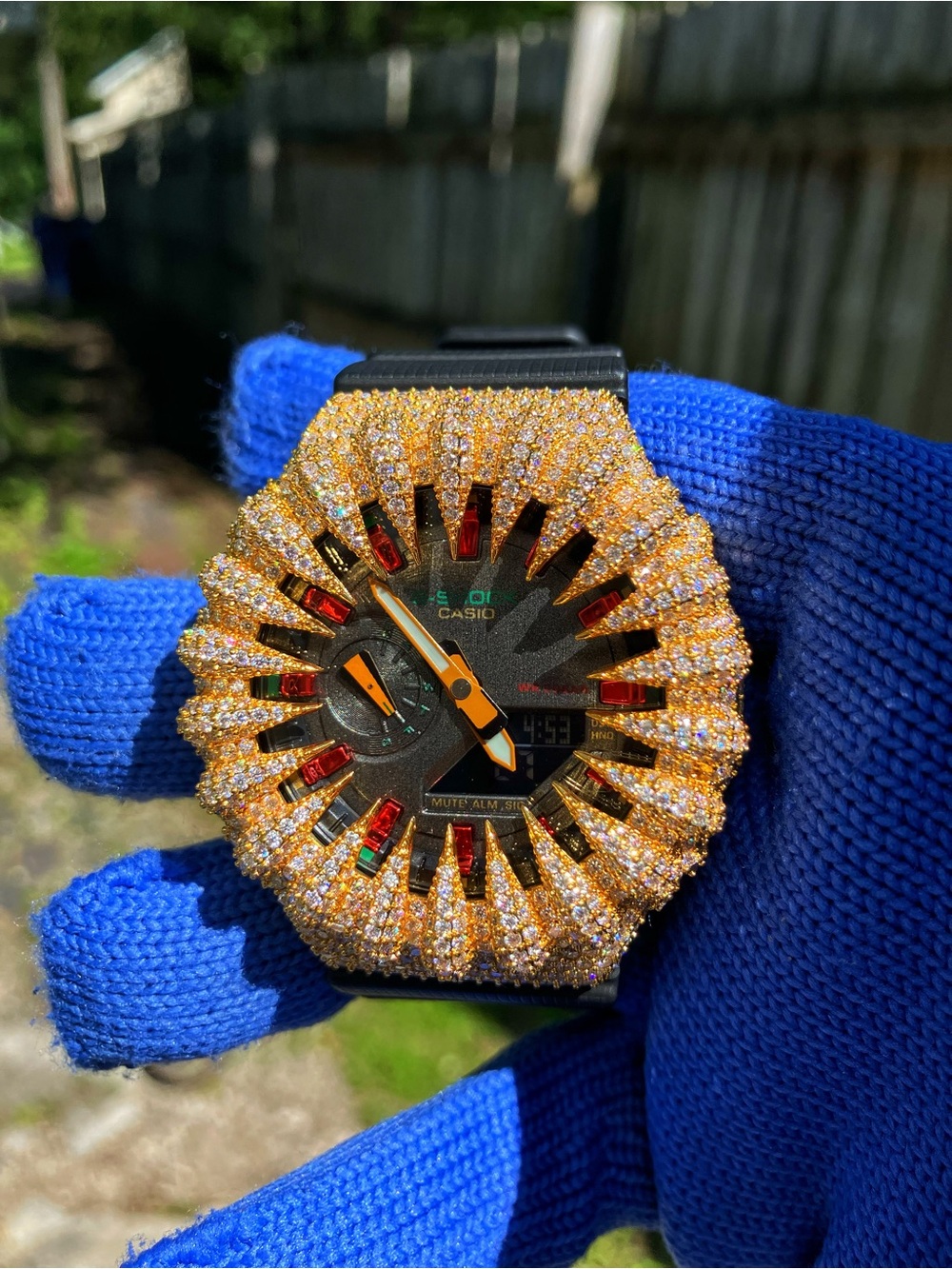 BUSSDOWN Moissanite Custom G Shock Red with Gold accents Style Color-way